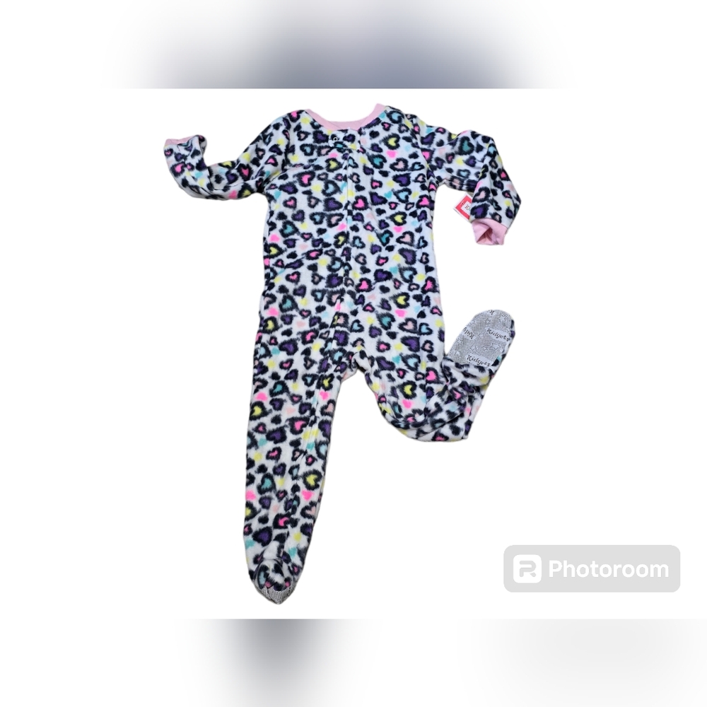 New With Tags Kidgets 3T Sleeper Zip Up Footed Pajamas Heart Leopard Pattern